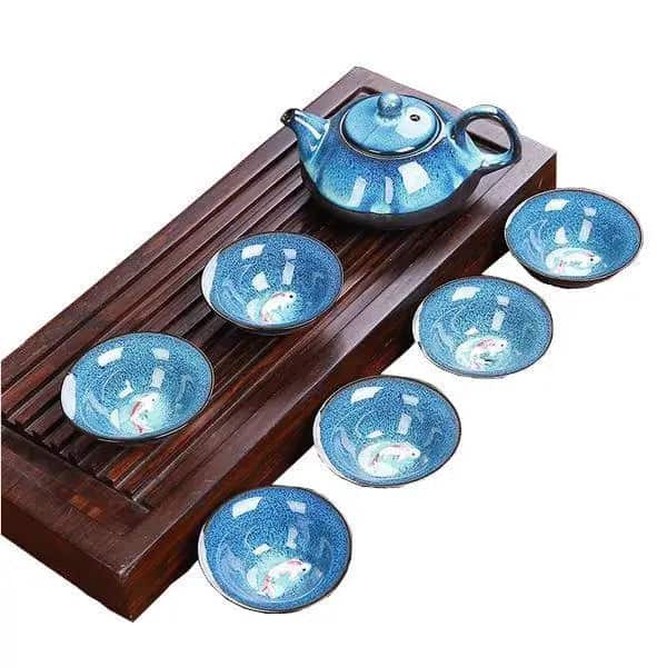Japansk Kop <Br> Blåt Teservice